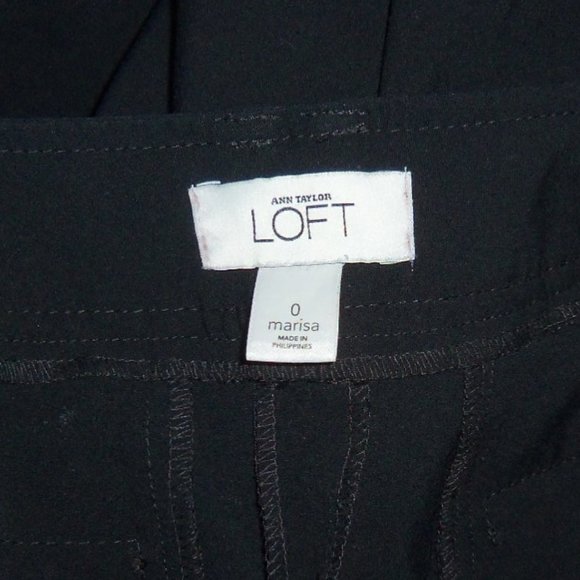 LOFT (28x24) Black Marisa Cropped Crop Black Cuffed Pants - Size 0 - Picture 7 of 8